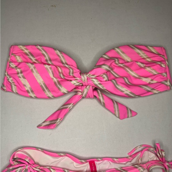 Pink and Gold Striped Bikini Set - Picture 9 of 11